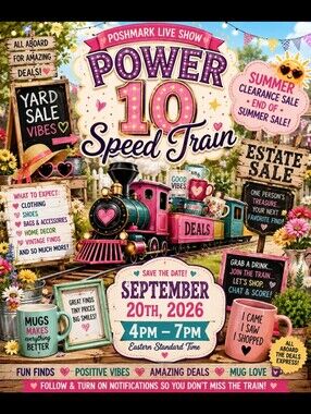 POWER OF 10 SPEED TRAIN Sunday, September 20, 2026 4-7PM EST End of Summer Sale